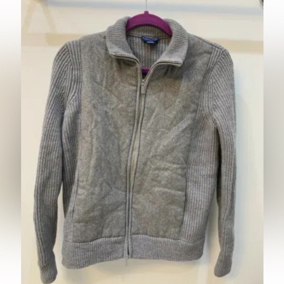 Doncaster wool cardigan zip up jacket grey medium merino wool cashmere - Picture 3 of 6